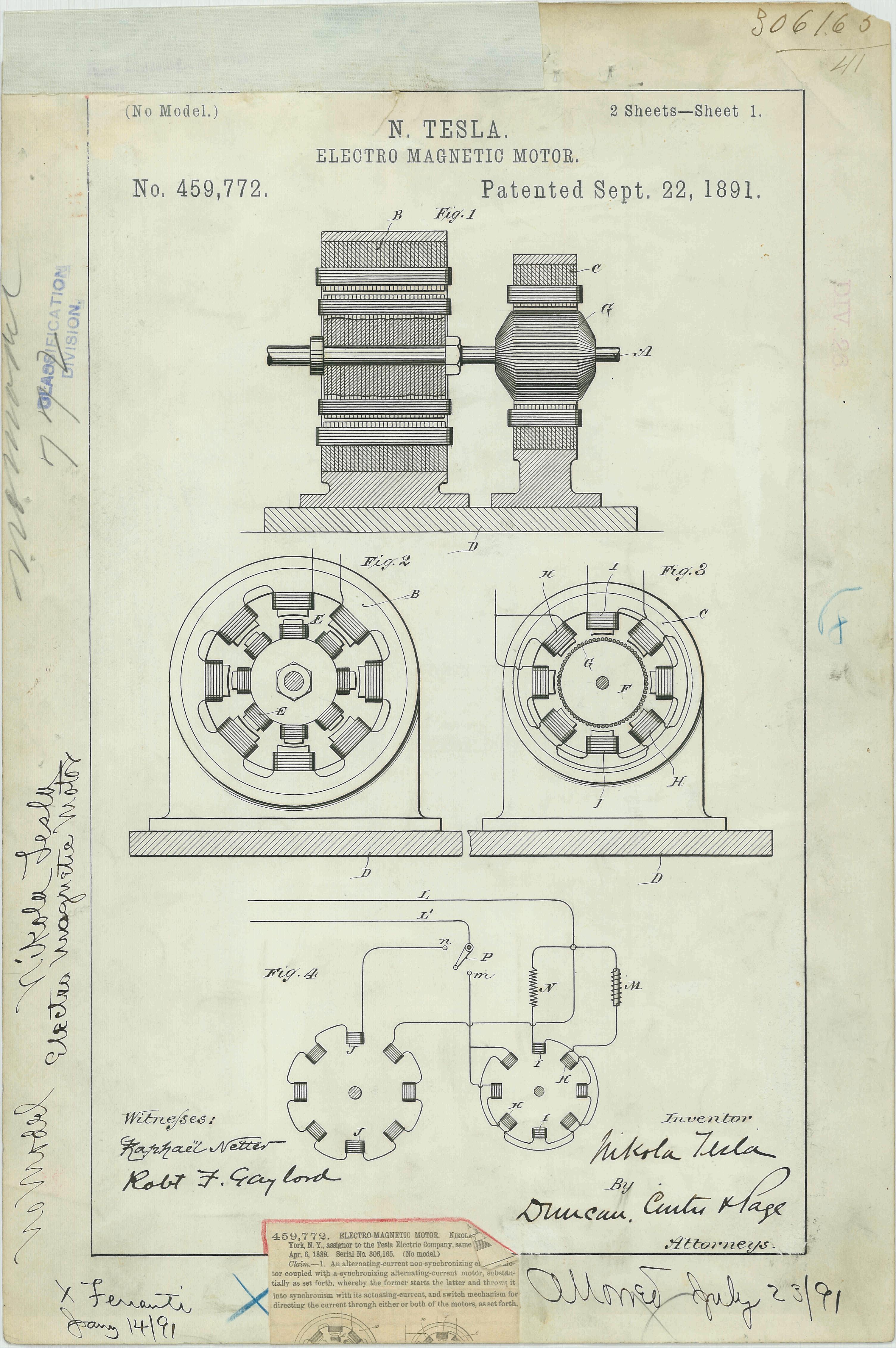 Tesla patent drawing: an invention claimed and structured as property